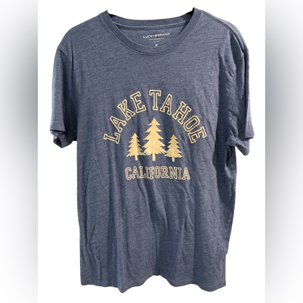 Lucky Brand Lake Tahoe Graphic Tee in Blue and Gold